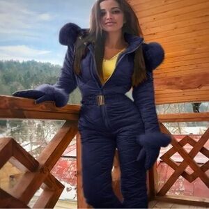 Stylish Navy Blue Quilted Jumpsuit